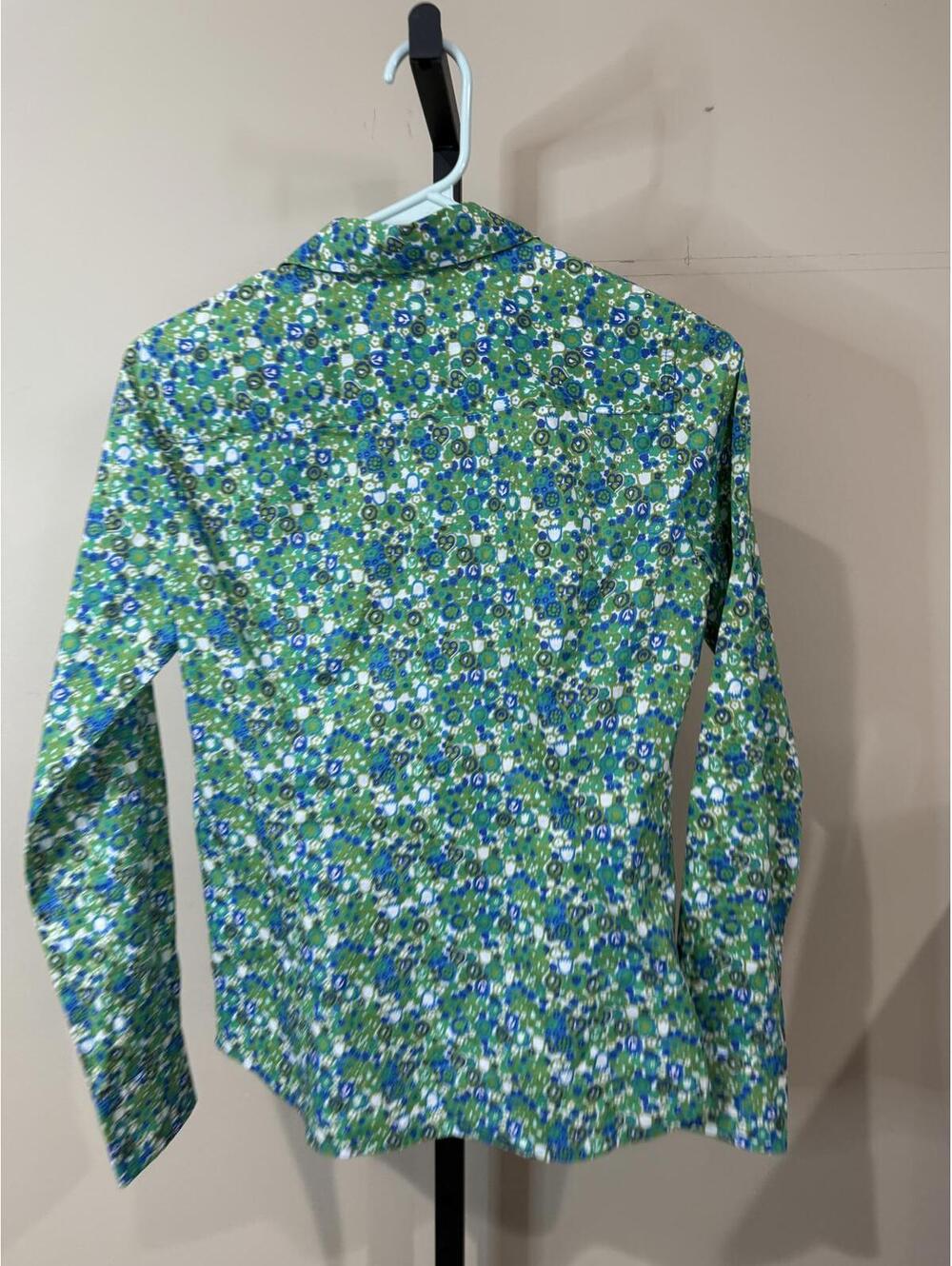 Women's J.Crew 0 Green Long Sleeve Floral Print Shirt - Picture 10 of 10